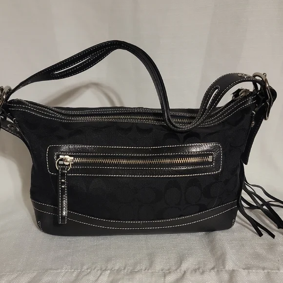 Coach Black Shoulder Bag with Tassel - Picture 3 of 8